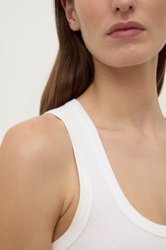 Assembly Label 'Robyn Scoop Neck Rib Tank' - White