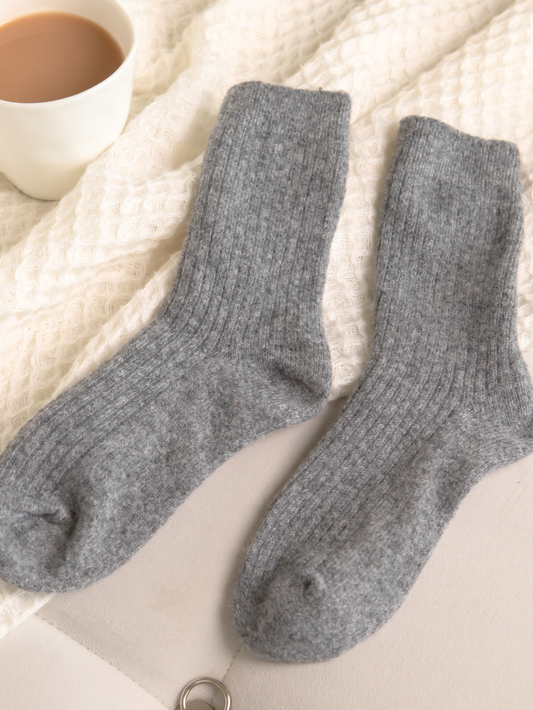 Bed & Butter The Comfiest Socks in Grey — 7x Sold-Out Collection Made from a blend of responsibly sourced cashmere wool and recycled fibres, these socks will keep your feet cosy and comfy.