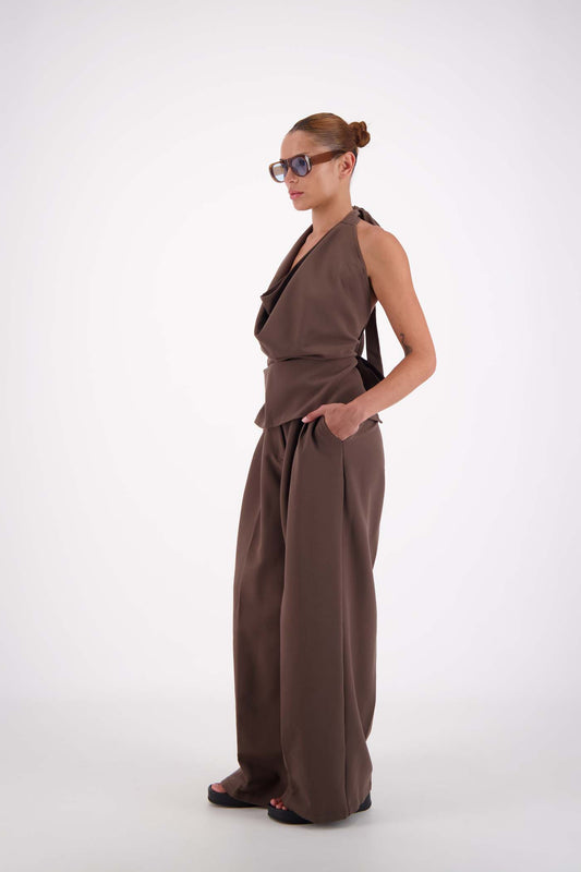 Jasmine Alexa Melissa Tie Top in Taupe — a fresh take on daily layering.