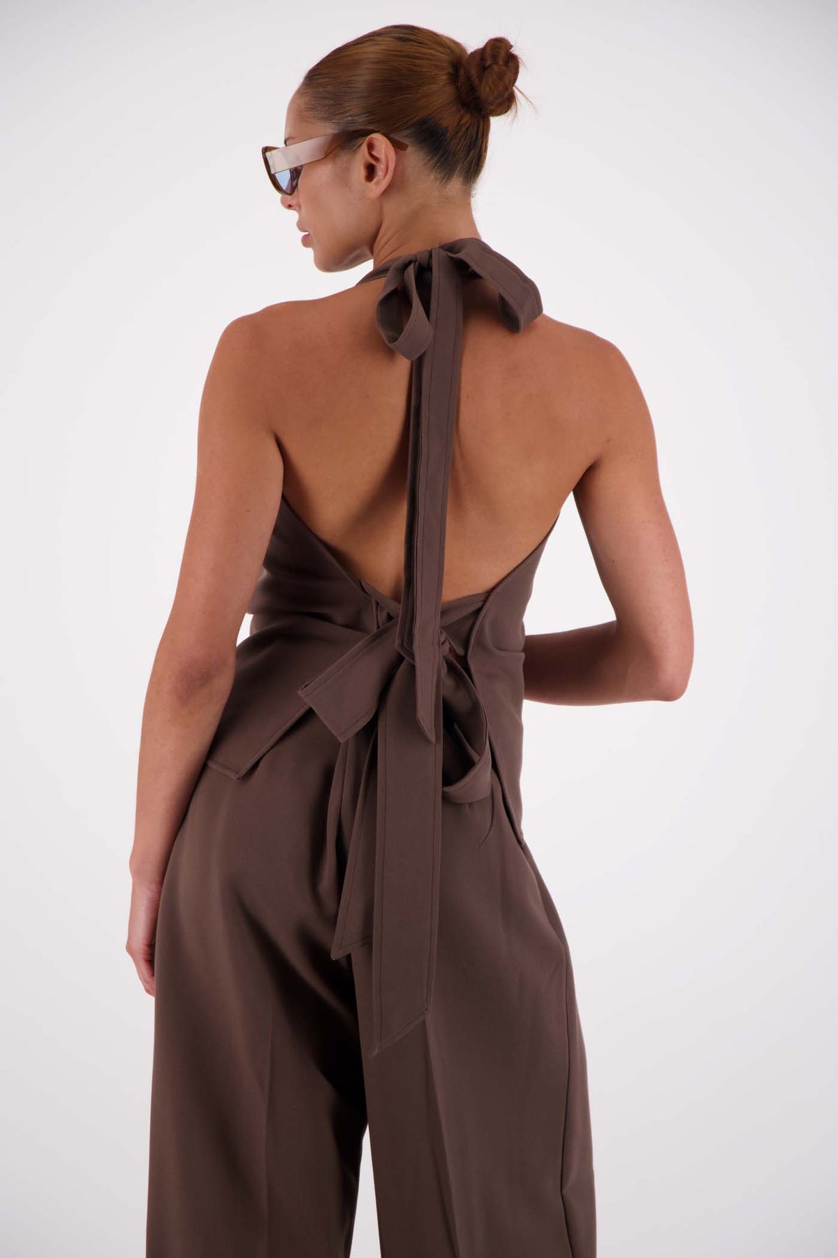 Jasmine Alexa Melissa Tie Top in Taupe — a fresh take on daily layering.