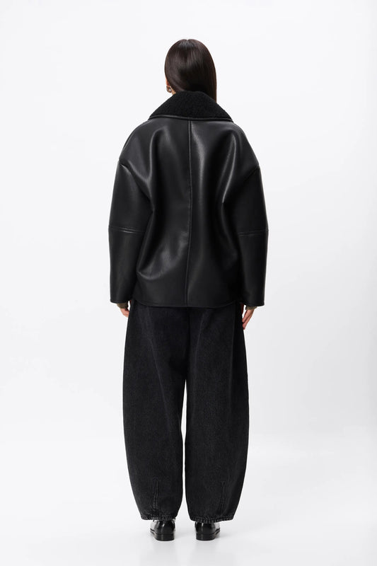 Mossman Apex Jacket in Black — bring effortless volume and rich texture to your cool-weather wardrobe.