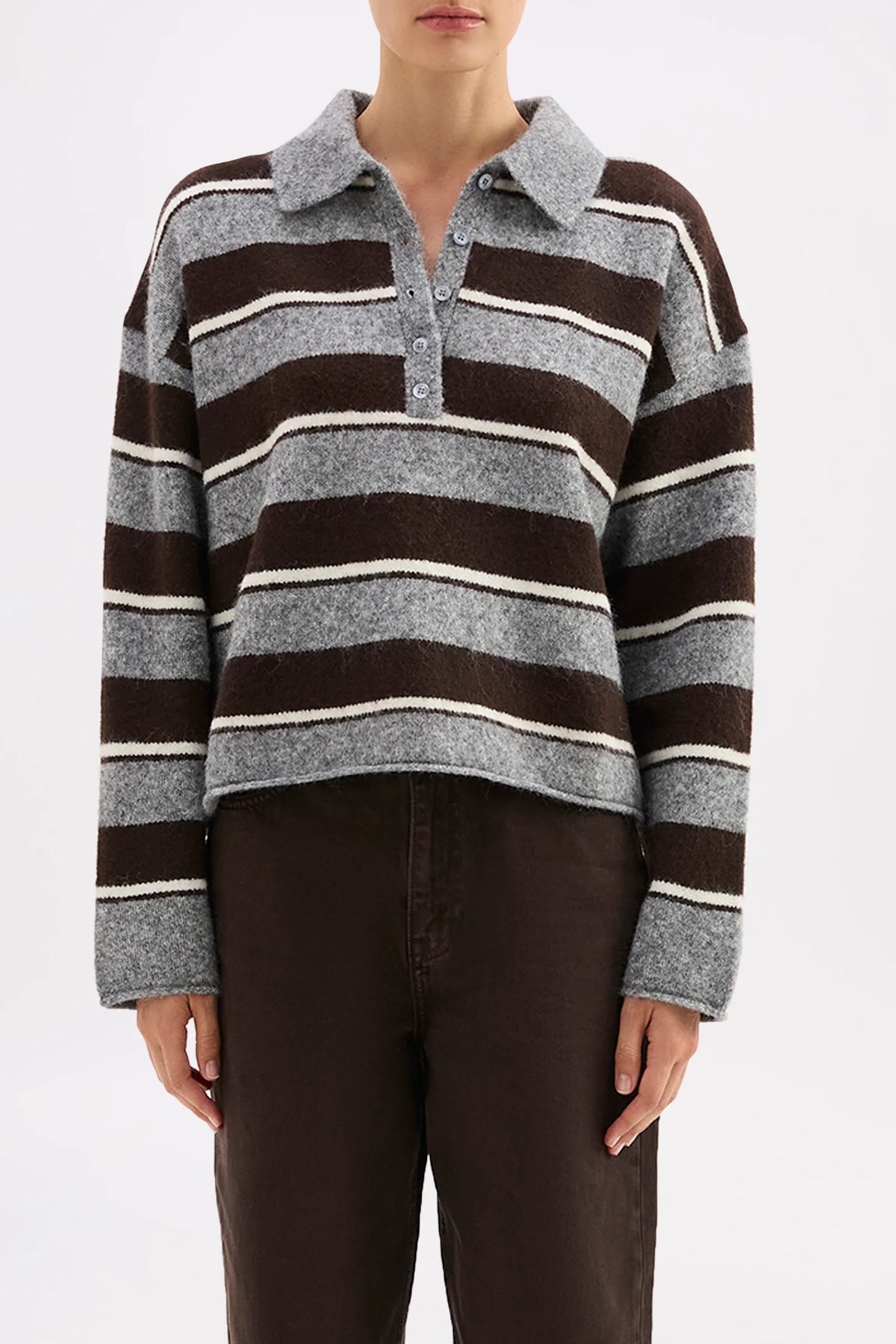 Nude Lucy Maia Rugby Knit in Charcoal — the elevated seasonal staple your capsule wardrobe has been waiting for.