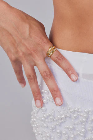 Porter Mali Ring Set in Gold — the definitive textural foundation your daily ring stack has been waiting for.