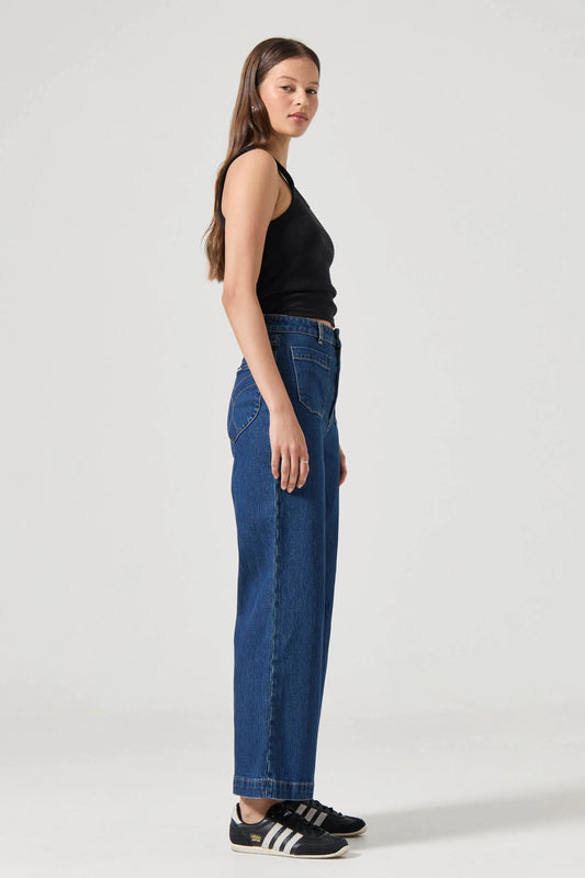 Rollas Sailor Jean Eco Ruby in Blue, product photo.