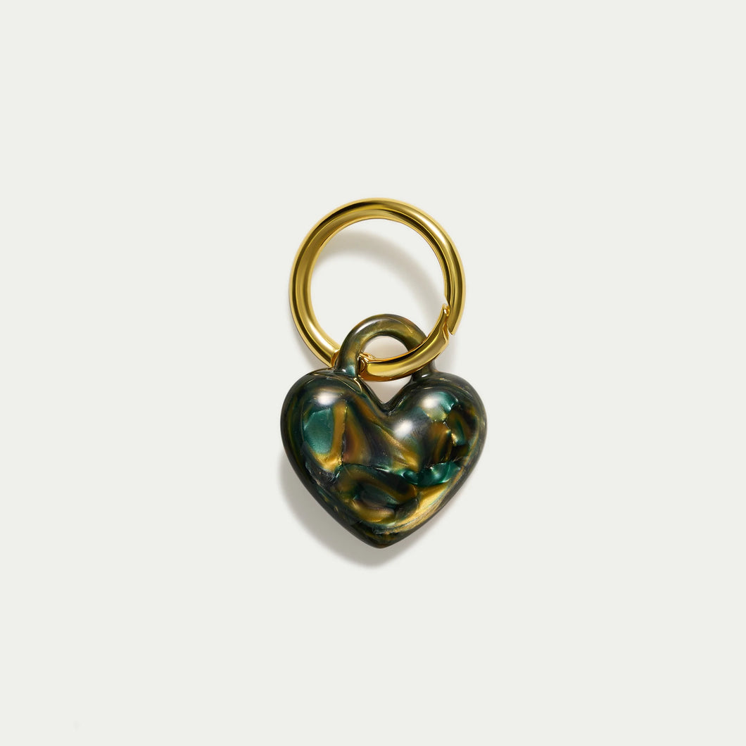 Kitty Paloma 'Puffy Heart Keychain' Green Tortiseshell