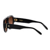 Side view of black sunglasses showing the temples and frame profile.