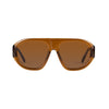 Front view of Whiskey oversized aviator sunglasses with brown lenses and a softly curved full-rim frame.