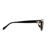 Side profile view of the 180EYEWEAR 'Gia' sunglasses in gloss black, showing the straight temple arm and rectangular lens shape.