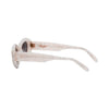 Interior angled view of the 180EYEWEAR 'Rufus' sunglasses in pearl white, showing the rose gold '180EYEWEAR' branding on the inside of the temple arm.