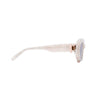 Side profile view of the 180EYEWEAR 'Rufus' sunglasses in pearl white, showing the pearlescent acetate finish and rose gold hinge accent.