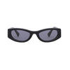 180EYEWEAR 'Rza' sunglasses in matte black, front-facing studio shot on a white background showing the rectangular cat-eye frame.