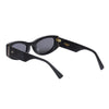 Angled back view of the 180EYEWEAR 'Rza' sunglasses in matte black, showing the matte acetate finish and gold hinge accent.