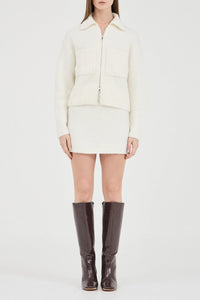 Friend Of Audrey 'The Boucle Zip Knit' - Cream