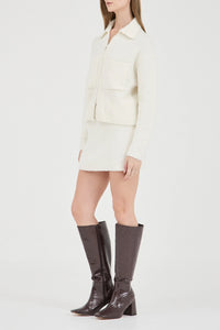 Friend Of Audrey 'The Boucle Zip Knit' - Cream