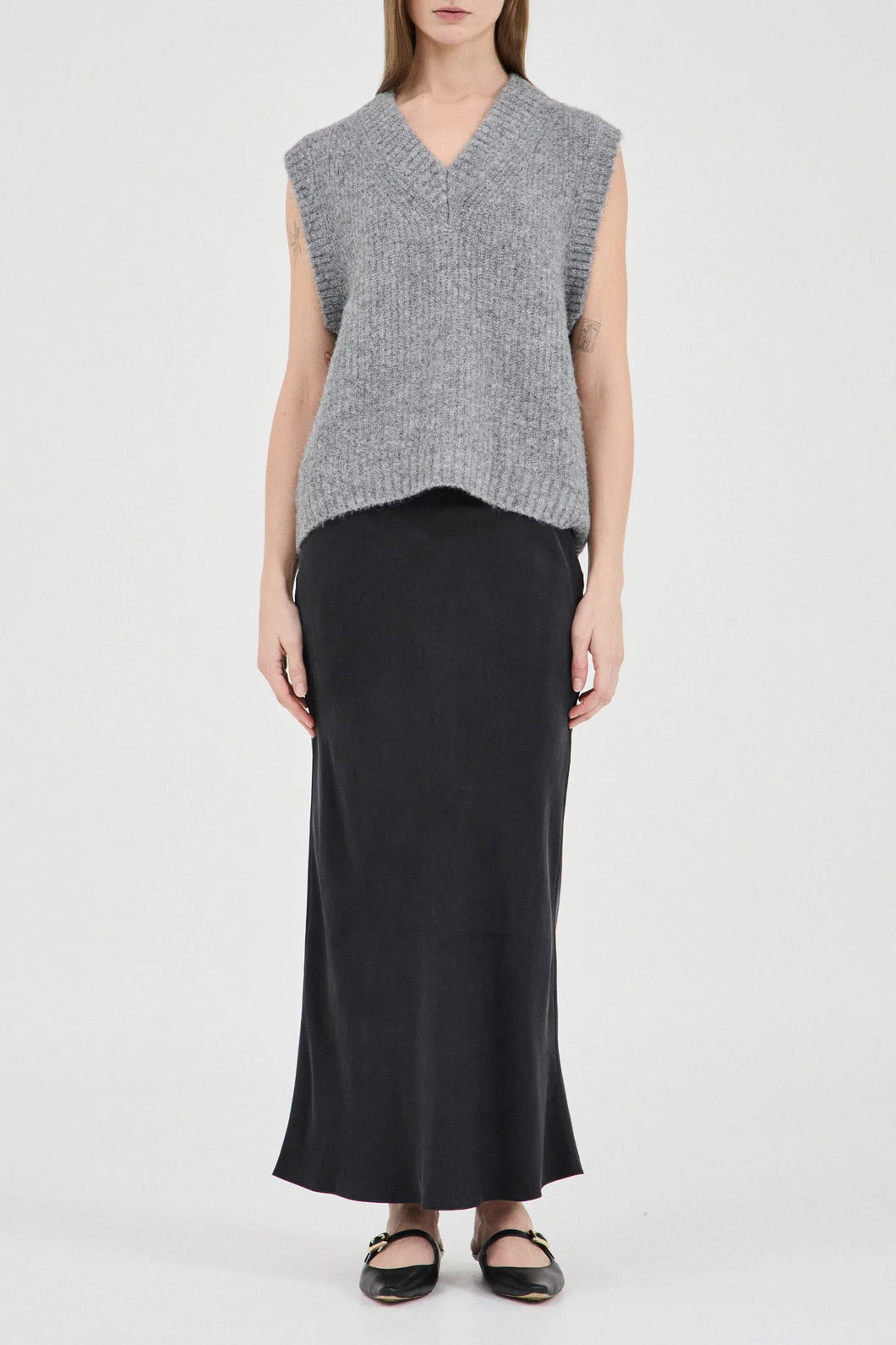 Friend Of Audrey 'The Fluffy Knit Vest' - Charcoal