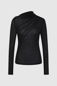 Friend Of Audrey 'The Jersey Stitch Semi Sheer Top' - Black
