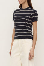Allison Stripe Cotton Cashmere Tee - Navy / Cream