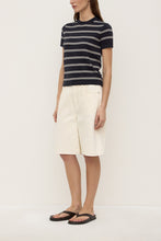 Allison Stripe Cotton Cashmere Tee - Navy / Cream