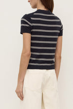 Allison Stripe Cotton Cashmere Tee - Navy / Cream