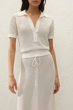 Lenna Polo Top - Pointelle Lace Vintage White