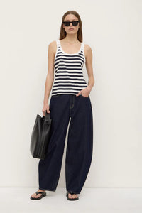 Assembly Label ' Adria Jersey Tank' - Antique  White/ Navy Stripe