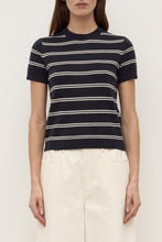 Allison Stripe Cotton Cashmere Tee - Navy / Cream