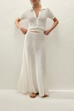 Lenna Polo Top - Pointelle Lace Vintage White