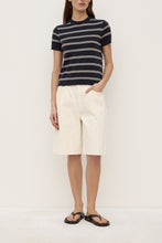 Allison Stripe Cotton Cashmere Tee - Navy / Cream