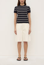 Allison Stripe Cotton Cashmere Tee - Navy / Cream