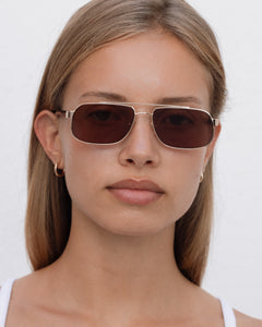 Lu Goldie 'Evangeline' Sunglasses - Coffee