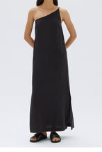 Assembly Label 'Farriday Linen Silk Asymmetric Midi Dress' - Black