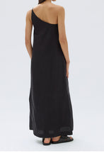 Assembly Label 'Farriday Linen Silk Asymmetric Midi Dress' - Black