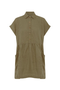 Rowie 'Gina Linen Mini Dress' - Dusty Olive