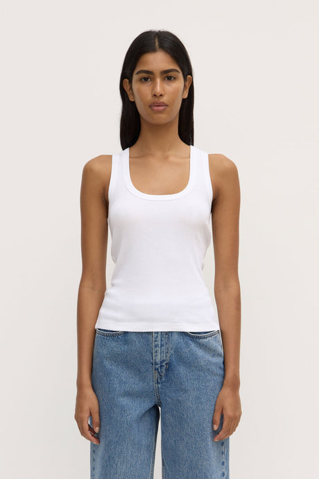 Assembly Label 'Robyn Scoop Neck Rib Tank' - White