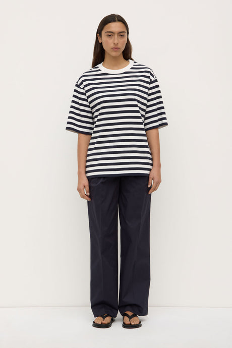 Assembly Label 'Monte Stripe Cotton Short Sleeve Tee' - Navy / White Stripe