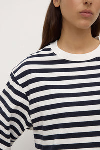 Assembly Label 'Monte Stripe Cotton Short Sleeve Tee' - Navy / White Stripe
