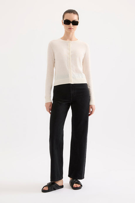 Louie Linen Blend Cardigan - Salt