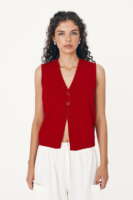 Rowie 'Goldie Knit Vest' - Candy Red