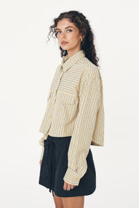 Rowie 'Cole Stripe Crop Shirt' - Sunflower