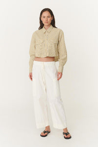 Rowie 'Cole Stripe Crop Shirt' - Sunflower