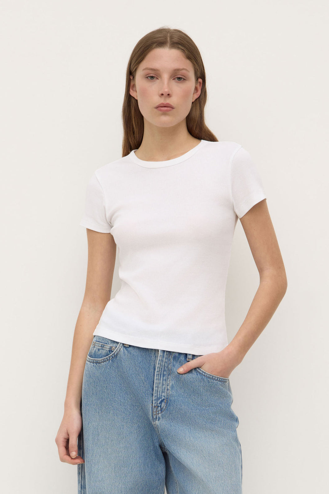 Assembly Label 'Linley  Rib Tee' -  White