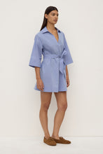 Erina Stripe Mini Shirt Dress - Blue / White Stripe