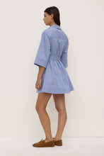 Erina Stripe Mini Shirt Dress - Blue / White Stripe