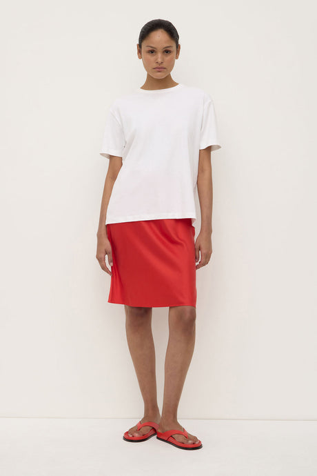 Pippa Silk Knee Length Skirt - Chilli