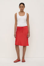 Pippa Silk Knee Length Skirt - Chilli