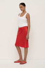 Pippa Silk Knee Length Skirt - Chilli