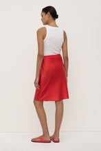 Pippa Silk Knee Length Skirt - Chilli