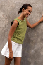 Rowie 'Muriel Button Boatneck Tank' - Palm Green