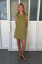 Rowie 'Muriel Button Boatneck Mini Dress' - Palm Green