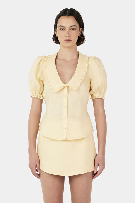 Ownley 'Izzy Linen Shirt' - Lemon
